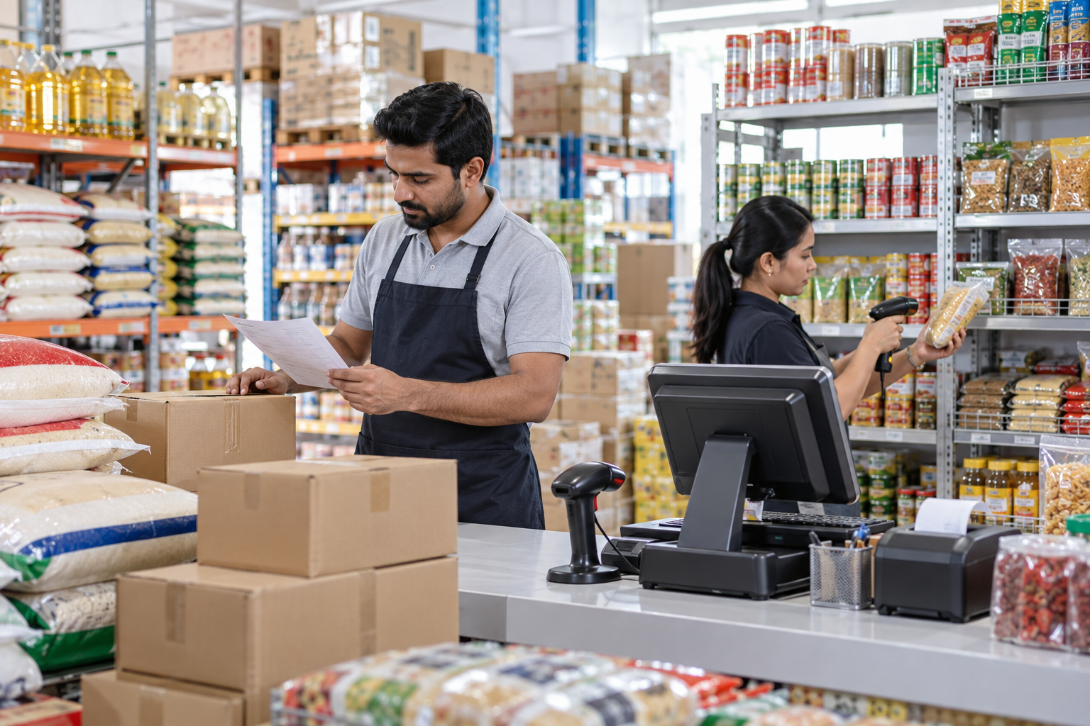 Foodstuff trading business using a point-of-sale system
